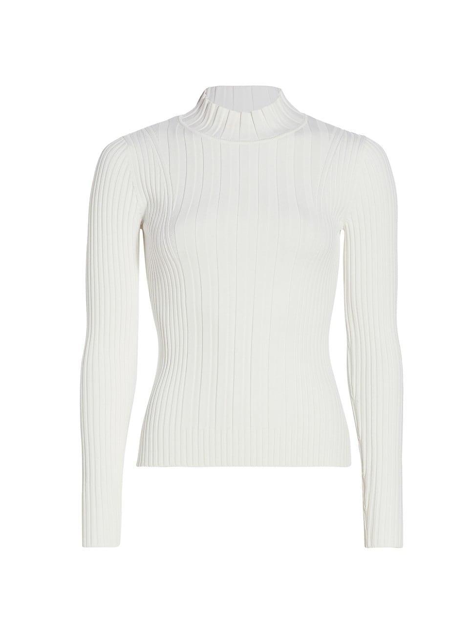 Womens Novelty Ribbed Stretch Knit Mock Turtleneck Sweater Product Image