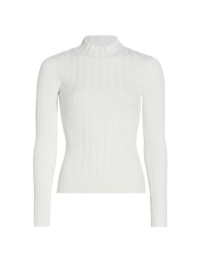 Womens Novelty Ribbed Stretch Knit Mock Turtleneck Sweater Product Image