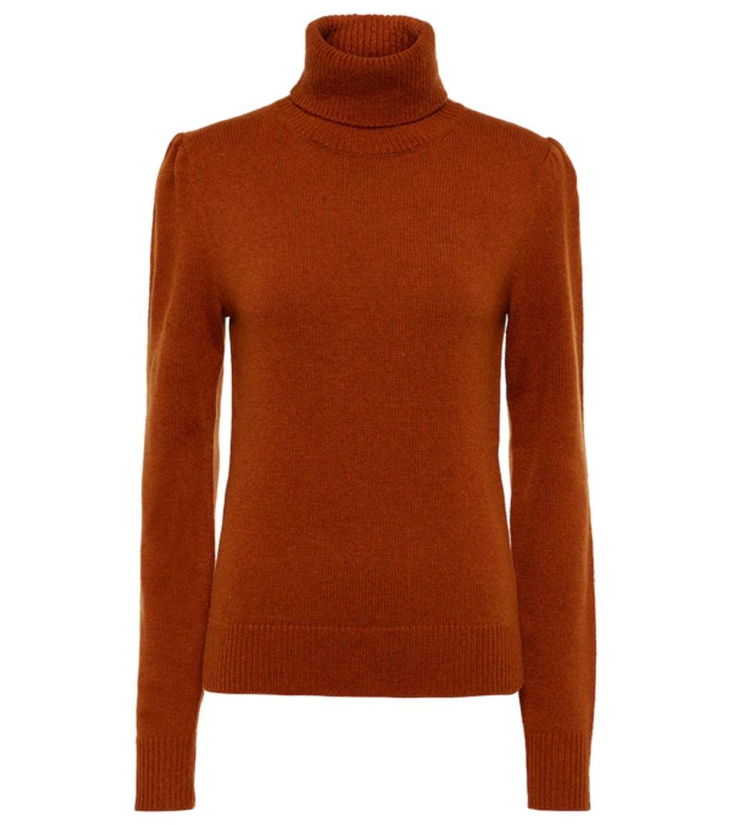 Turtleneck Cashmere-wool Sweater In Cognac Brown Product Image