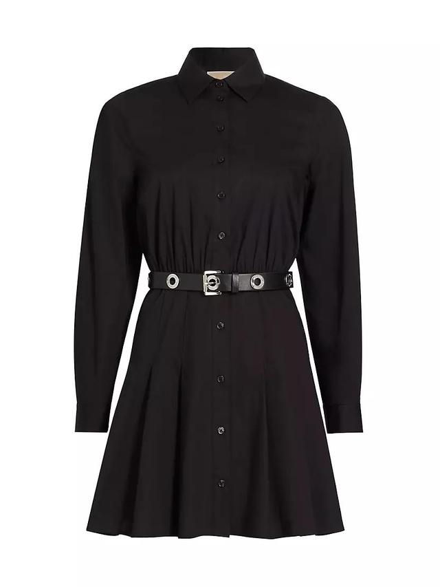 Stretch-Cotton Poplin Belted Mini-Shirtdress Product Image