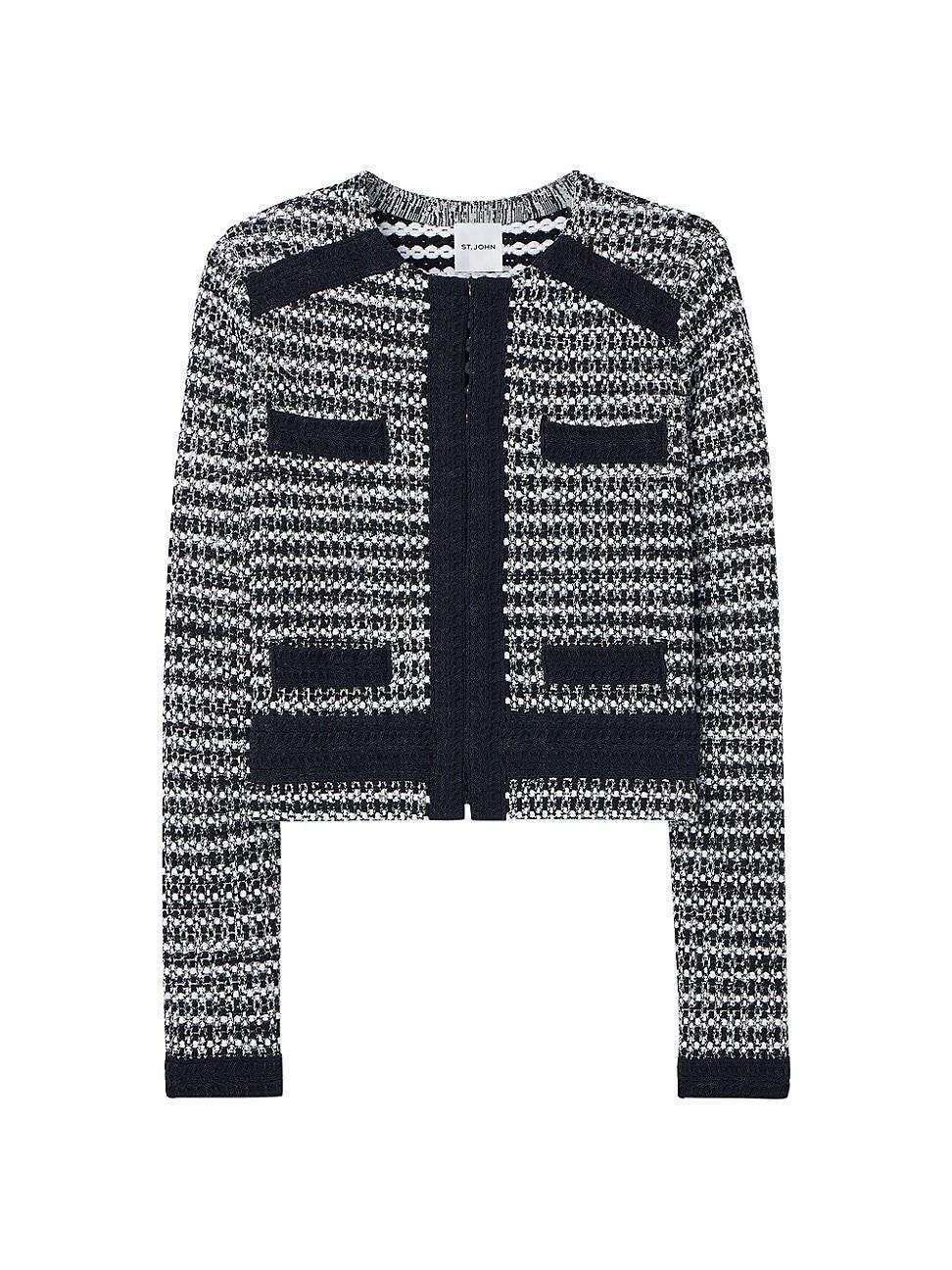 St. John Collection Bicolor Mixed Knit Crop Jacket Product Image