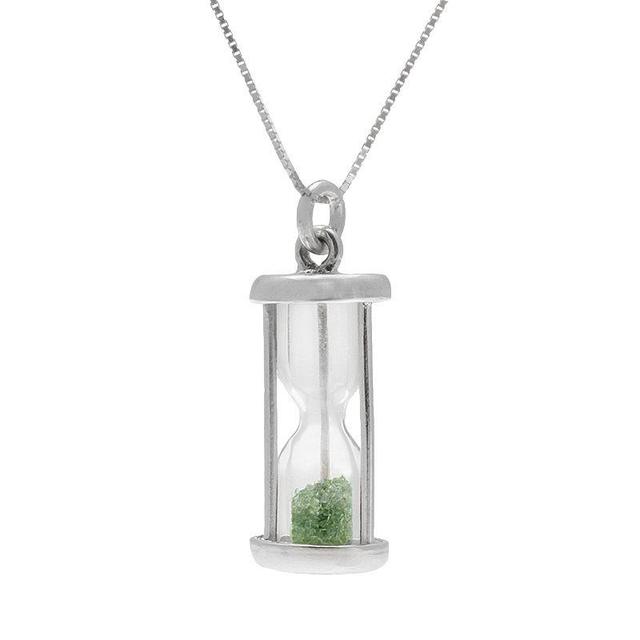 Sterling Silver Gemstone Hourglass Pendant, Womens Green Product Image