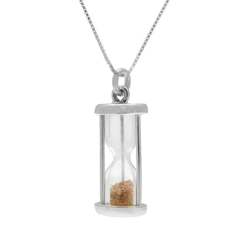 Sterling Silver Gemstone Hourglass Pendant, Womens Citrine Product Image