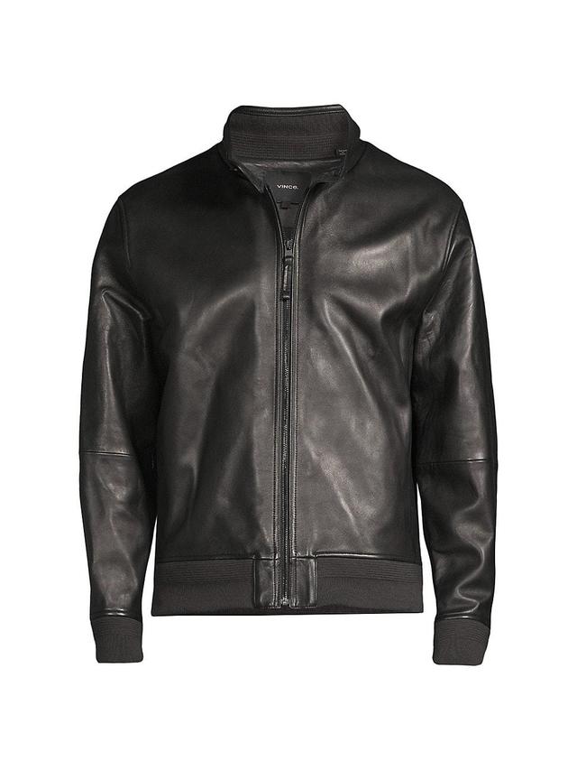 Vince Harrington Leather Bomber Jacket Product Image