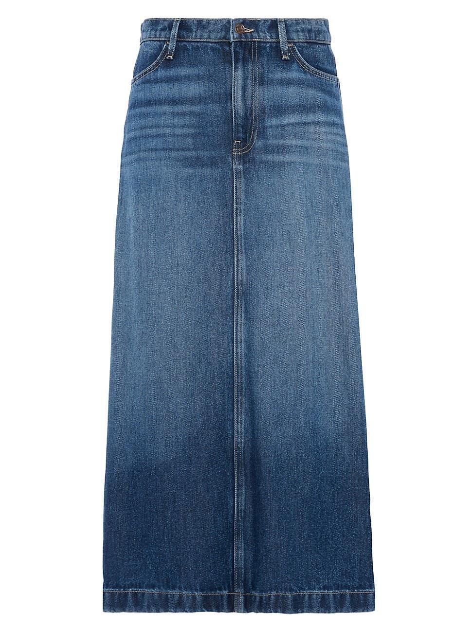 Womens Stretch Denim Midi-Skirt Product Image