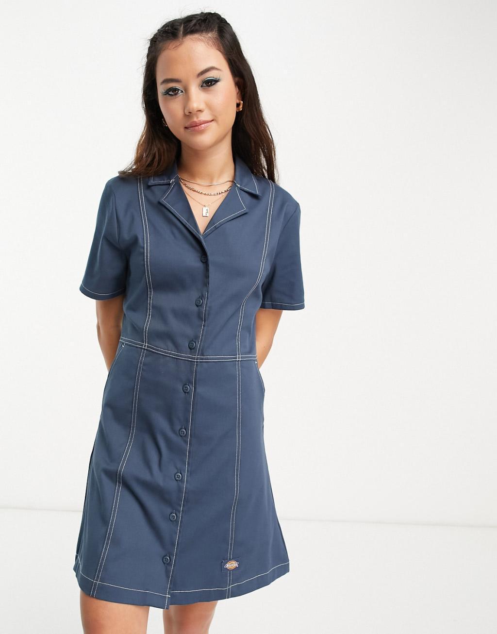 Dickies Whitford dress in blue Product Image