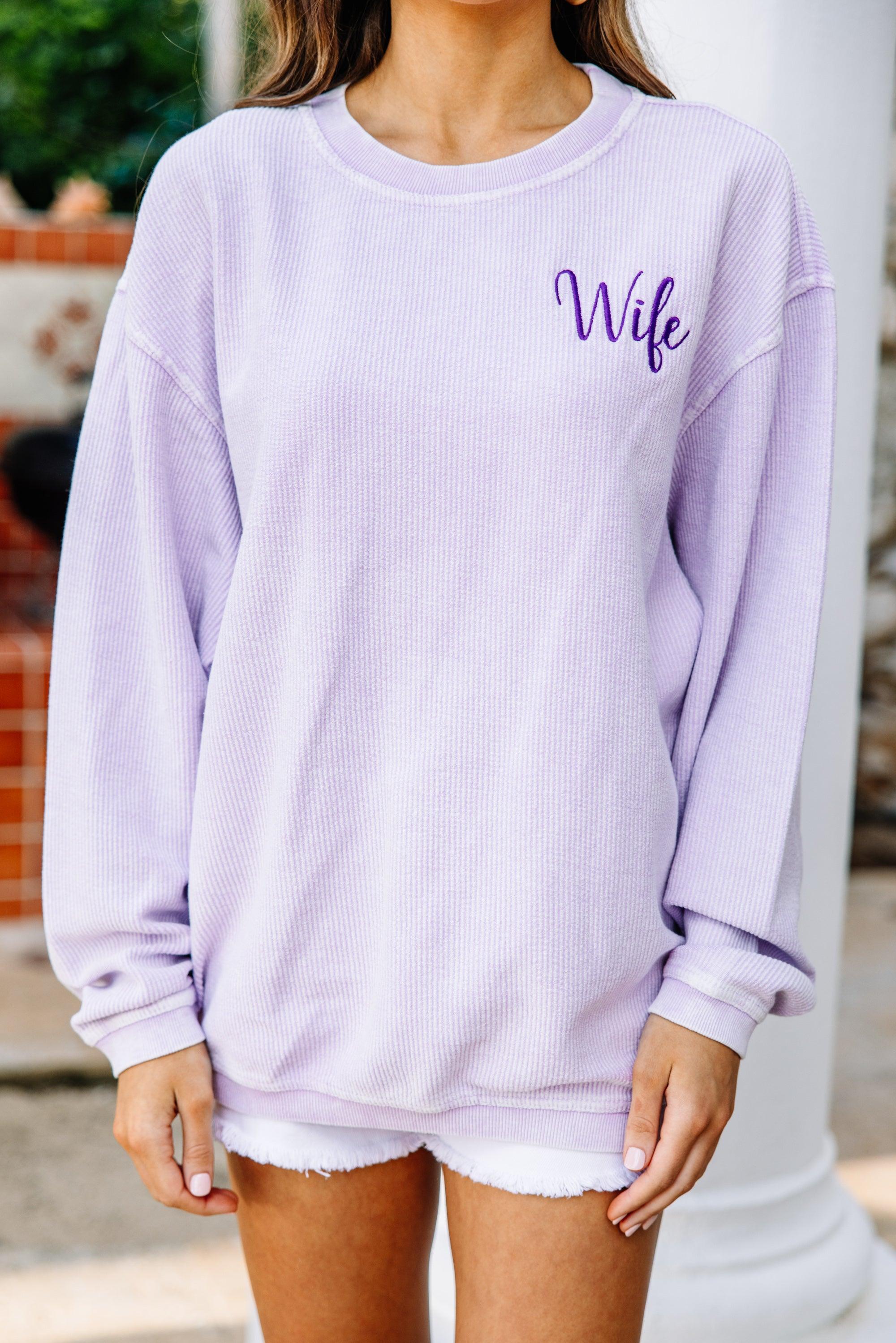 Wife Lilac Purple Corded Embroidered Sweatshirt Female Product Image