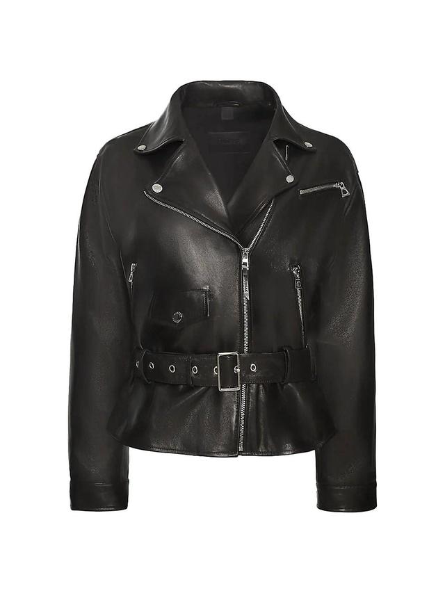 Womens Arielle Leather Belted Jacket Product Image