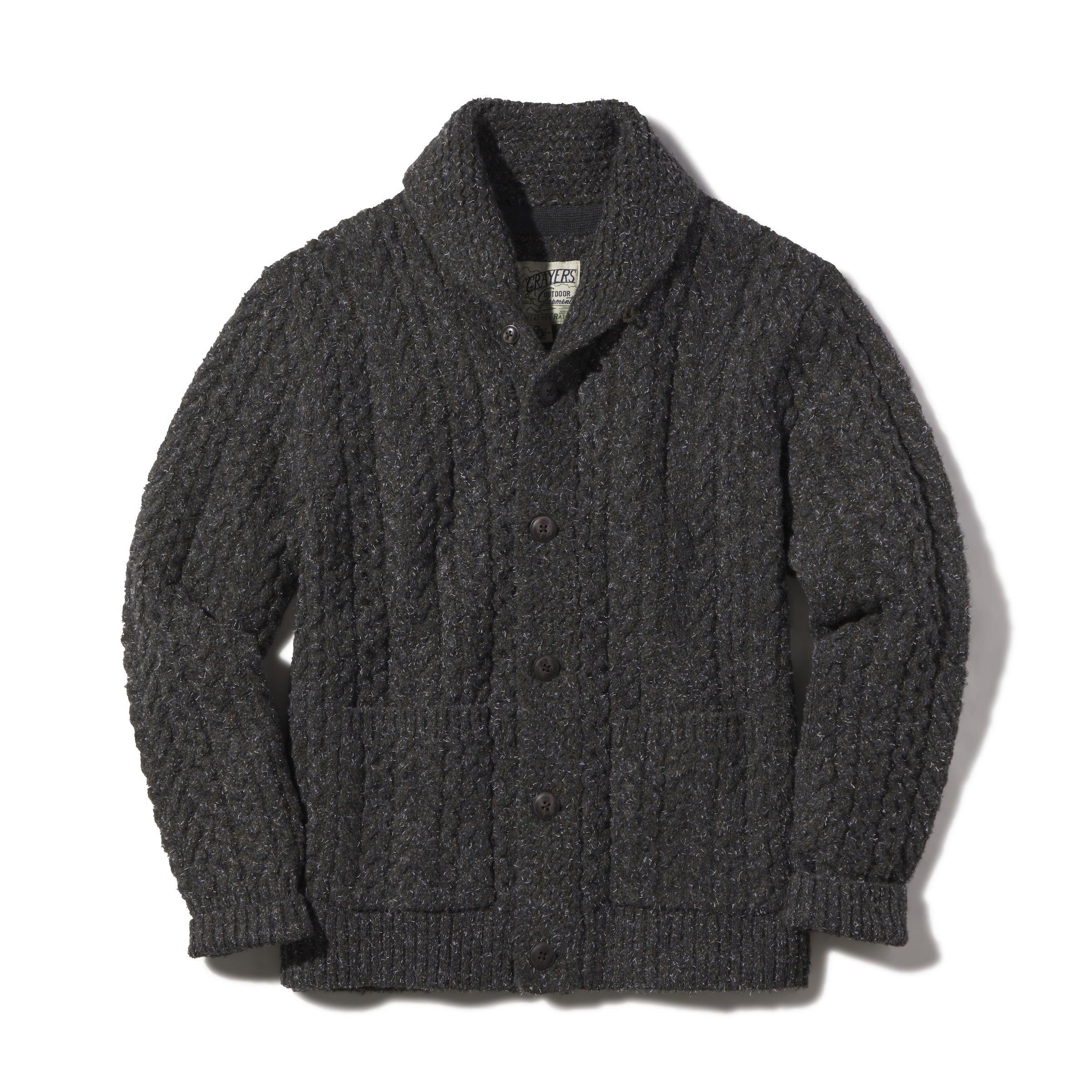 Melange Cable  Shawl Cardigan - Charcoal Product Image