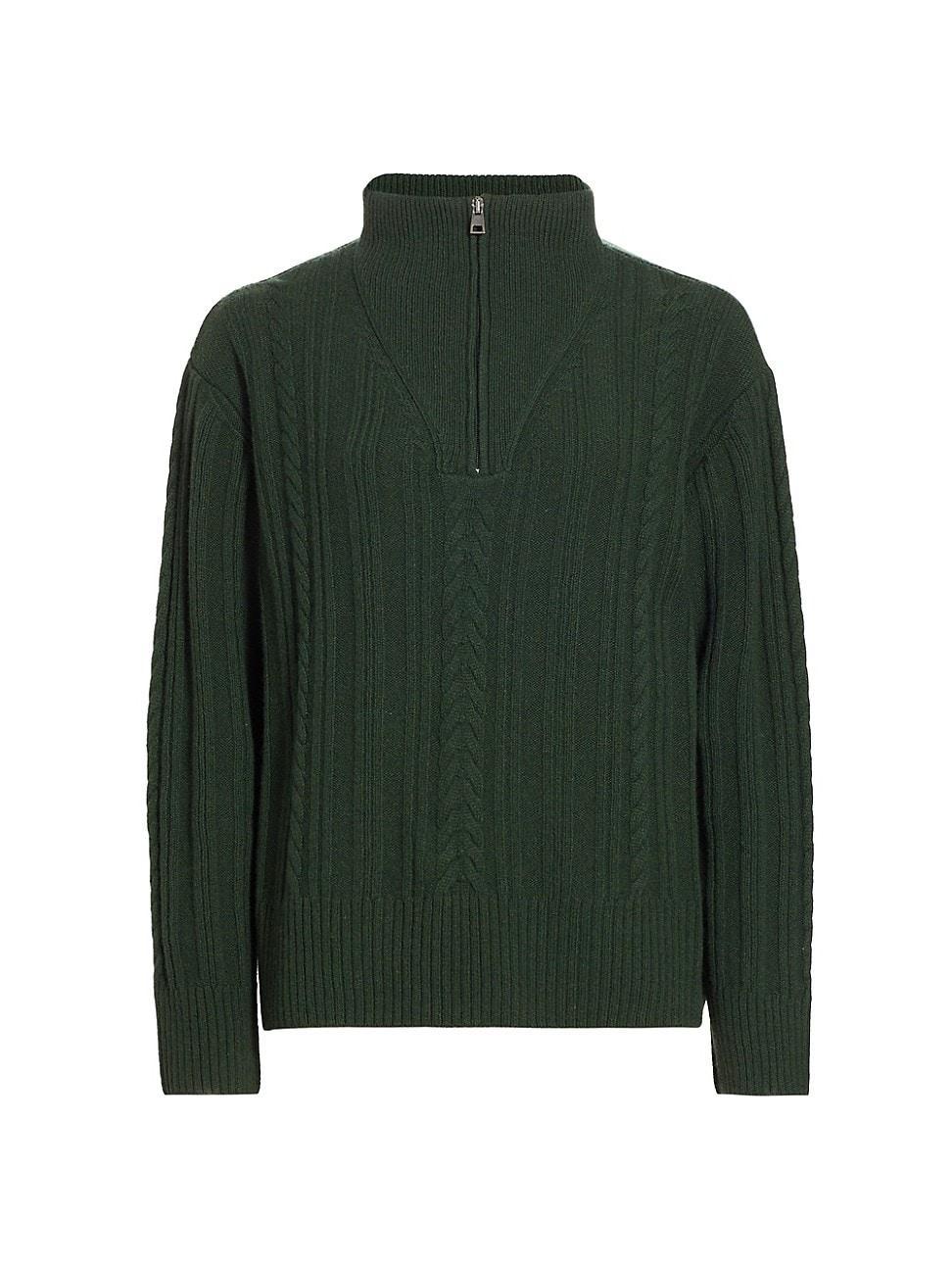 Womens Wool-Blend Cable-Knit Quarter-Zip Sweater Product Image