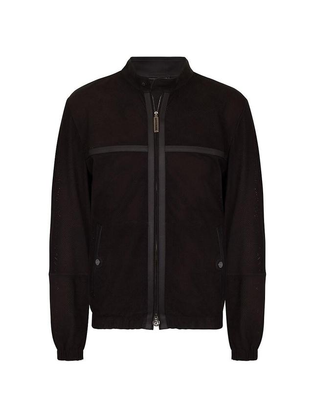 Mens Nubuck Calfskin Leather Blouson Jacket Product Image