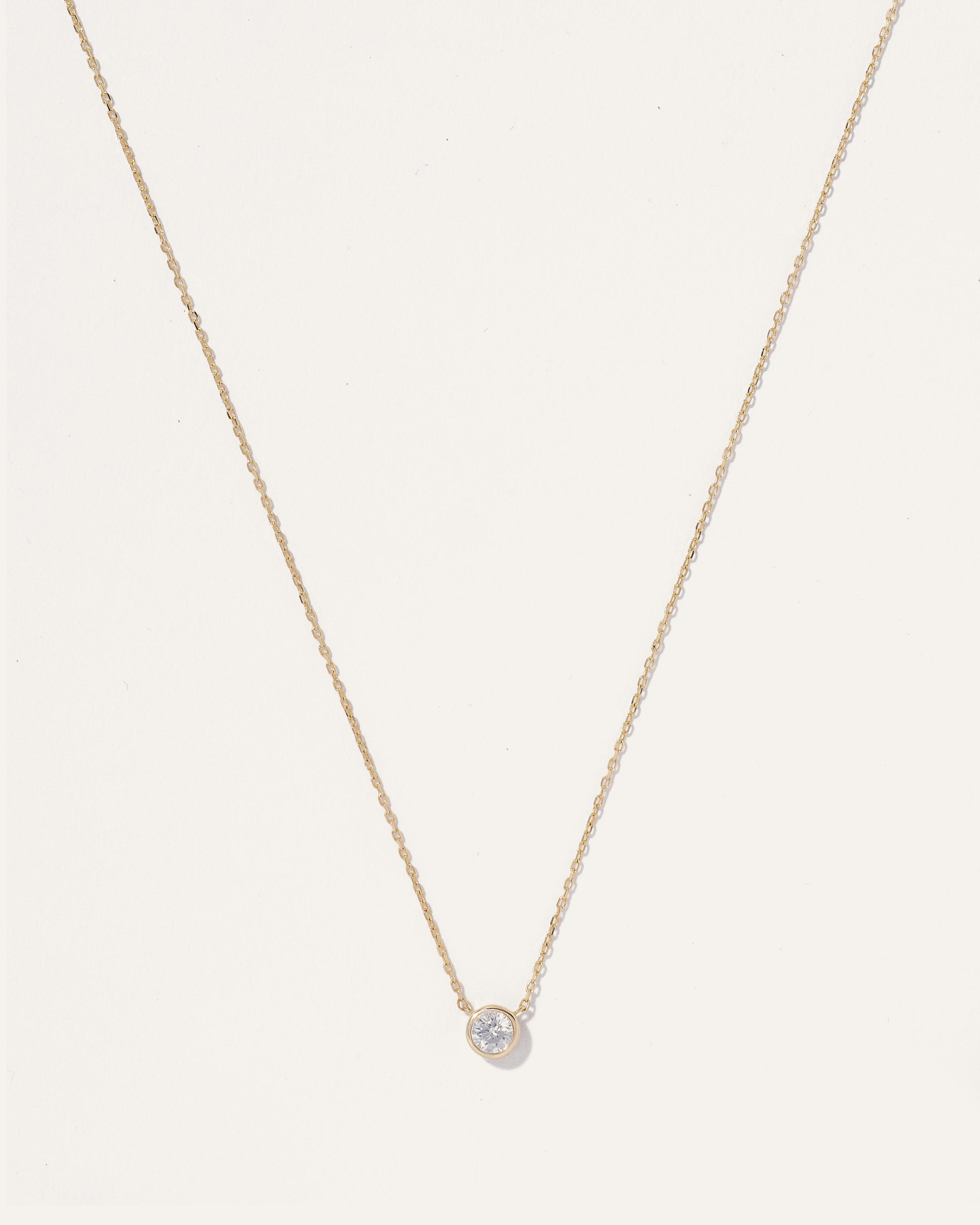 14K Gold Diamond Bezel Necklace Product Image