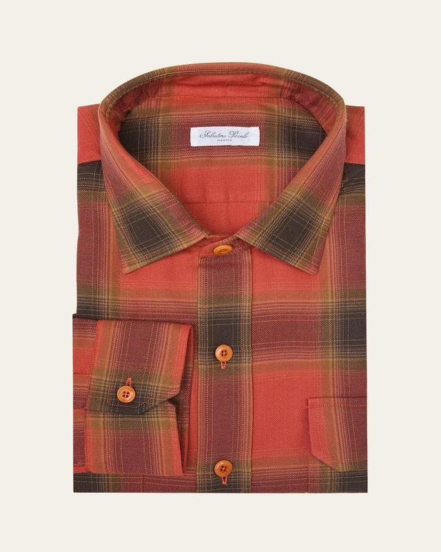 Mens Cotton Plaid Casual Button-Down Shirt Product Image