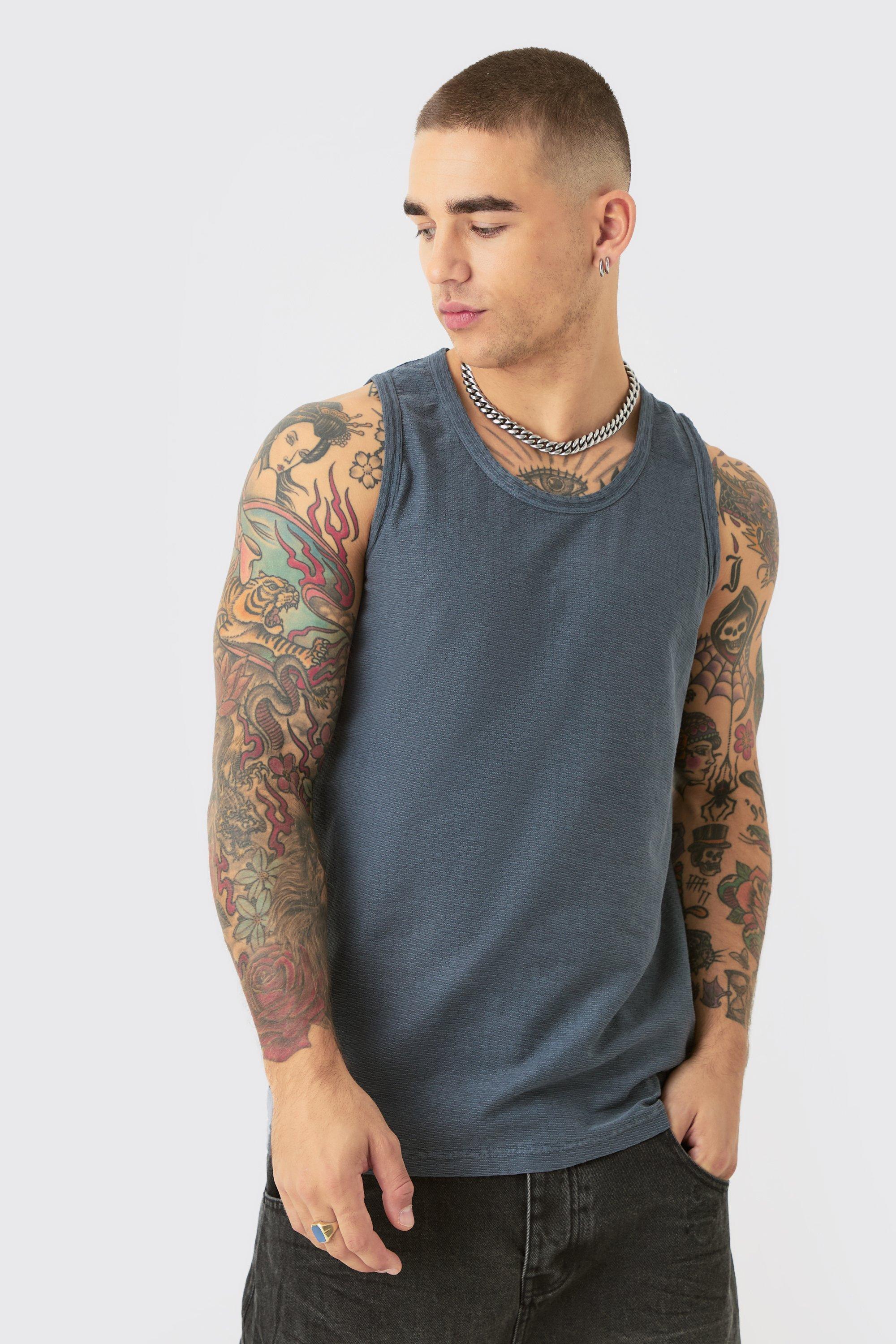 Textured Washed Vest | boohooMAN USA Product Image