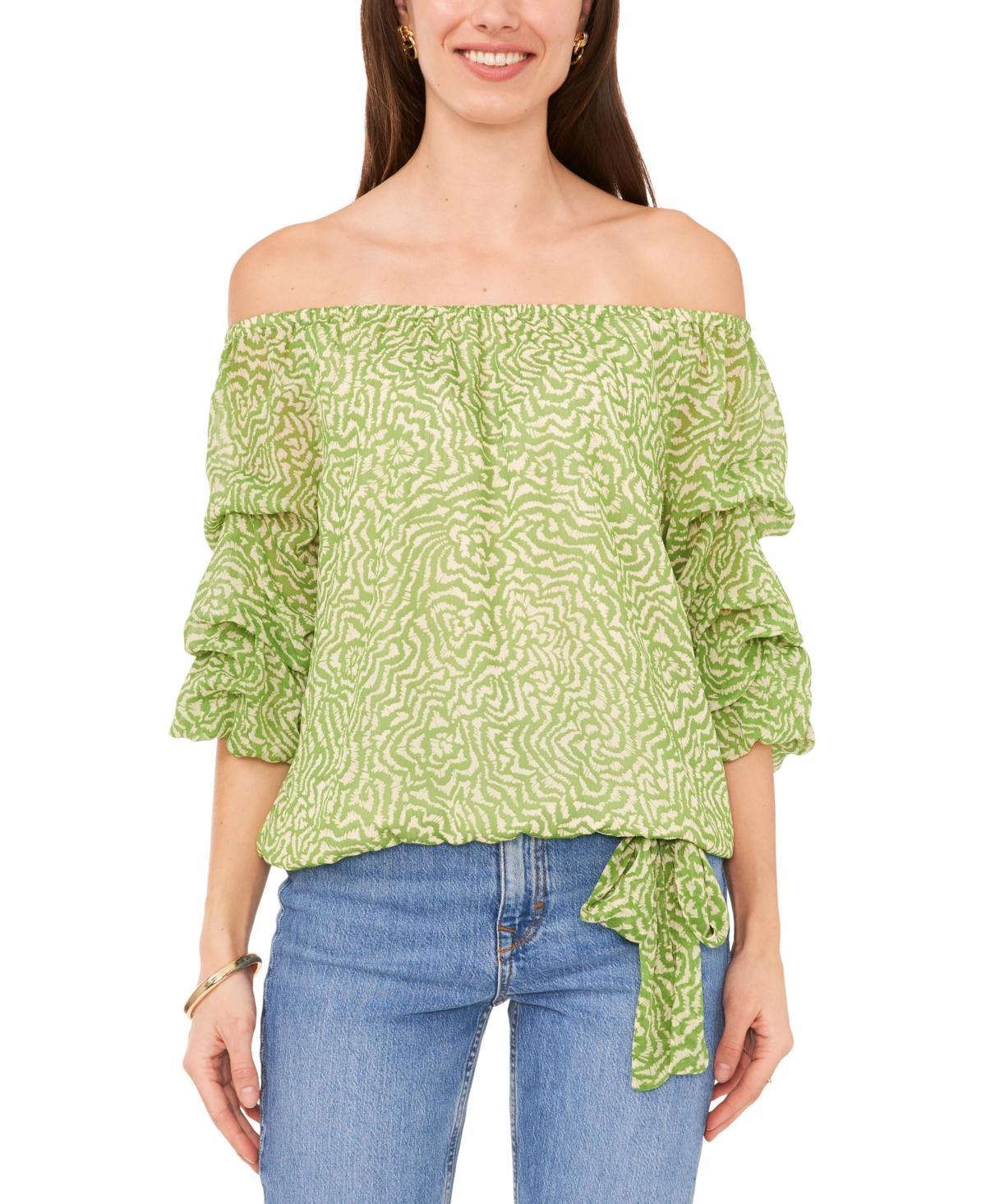 Vince Camuto Womens Printed Off-The-Shoulder Bubble-Sleeve Top Product Image