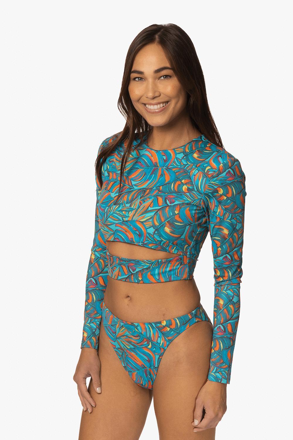 Taranaki Long Sleeved Crop Cut-Out Rashie - Paradise Female Product Image