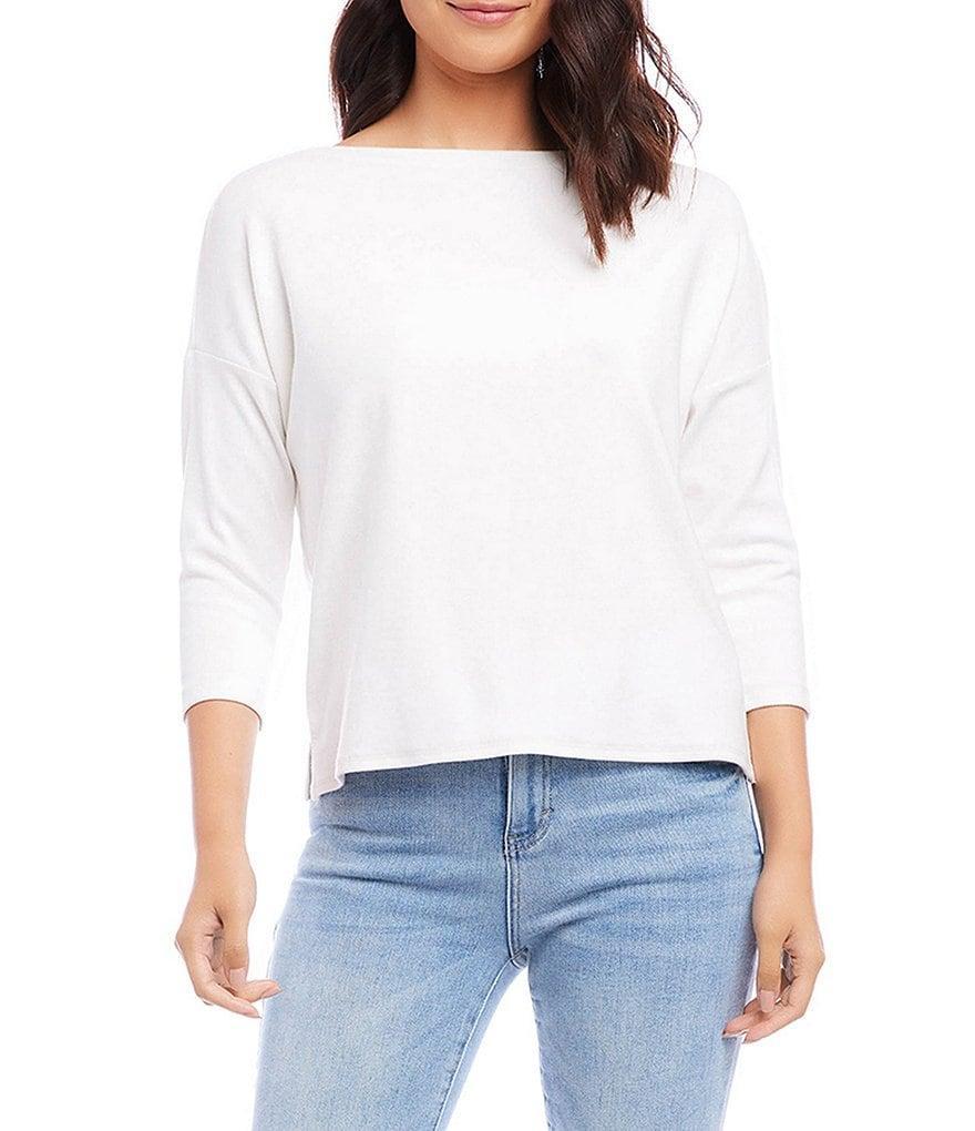 Karen Kane Petite Size Boat Neck 3/4 Sleeve Organic Cotton Top Product Image