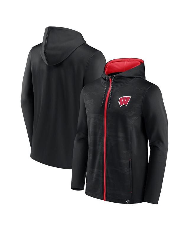 Mens Fanatics Black Wisconsin Badgers Ball Carrier Full-Zip Hoodie Product Image