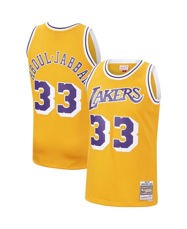 Mens Mitchell & Ness Kareem Abdul-Jabbar Los Angeles Lakers Hardwood Classics Swingman Jersey Product Image