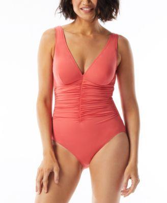 Contours Solitare V-Neck Underwire Tummy-Control One-Piece Swimsuit Product Image