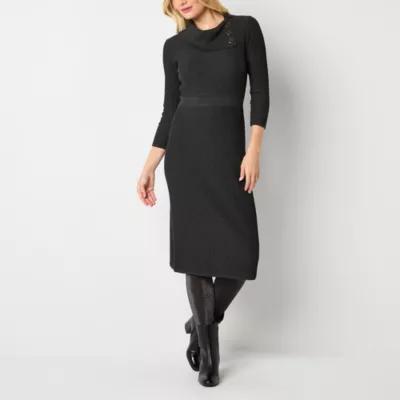 Studio 1 Womens 3/4 Sleeve Midi Sweater Dress product image