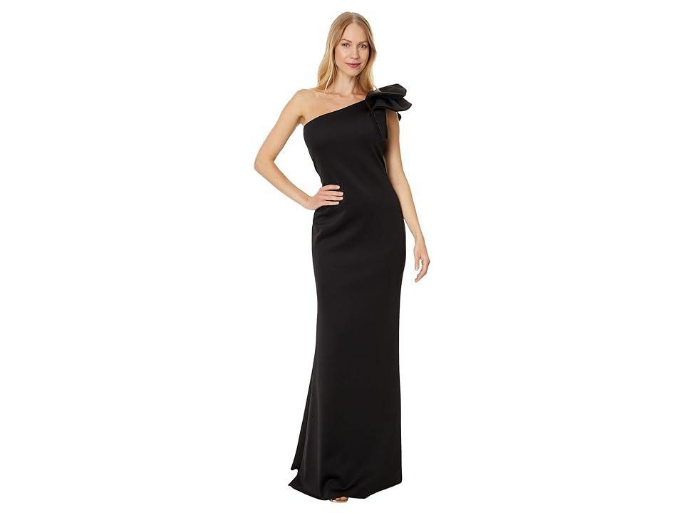 Betsy  Adam Stretch One Flutter Shoulder Mermaid Gown Product Image