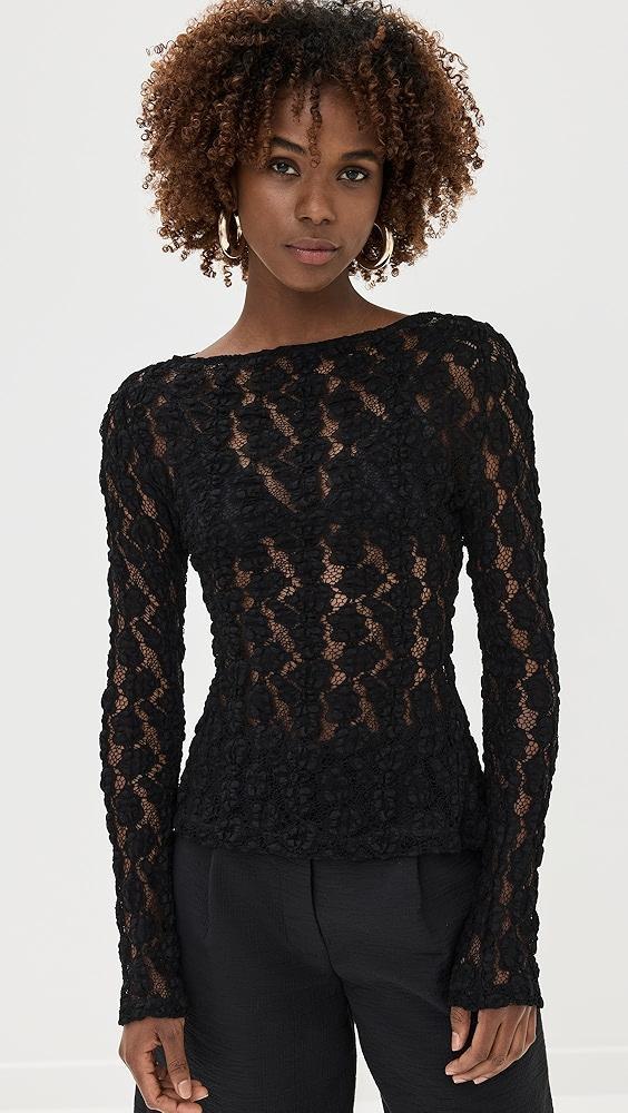 Róhe Lace Boat Neck Top | Shopbop Product Image