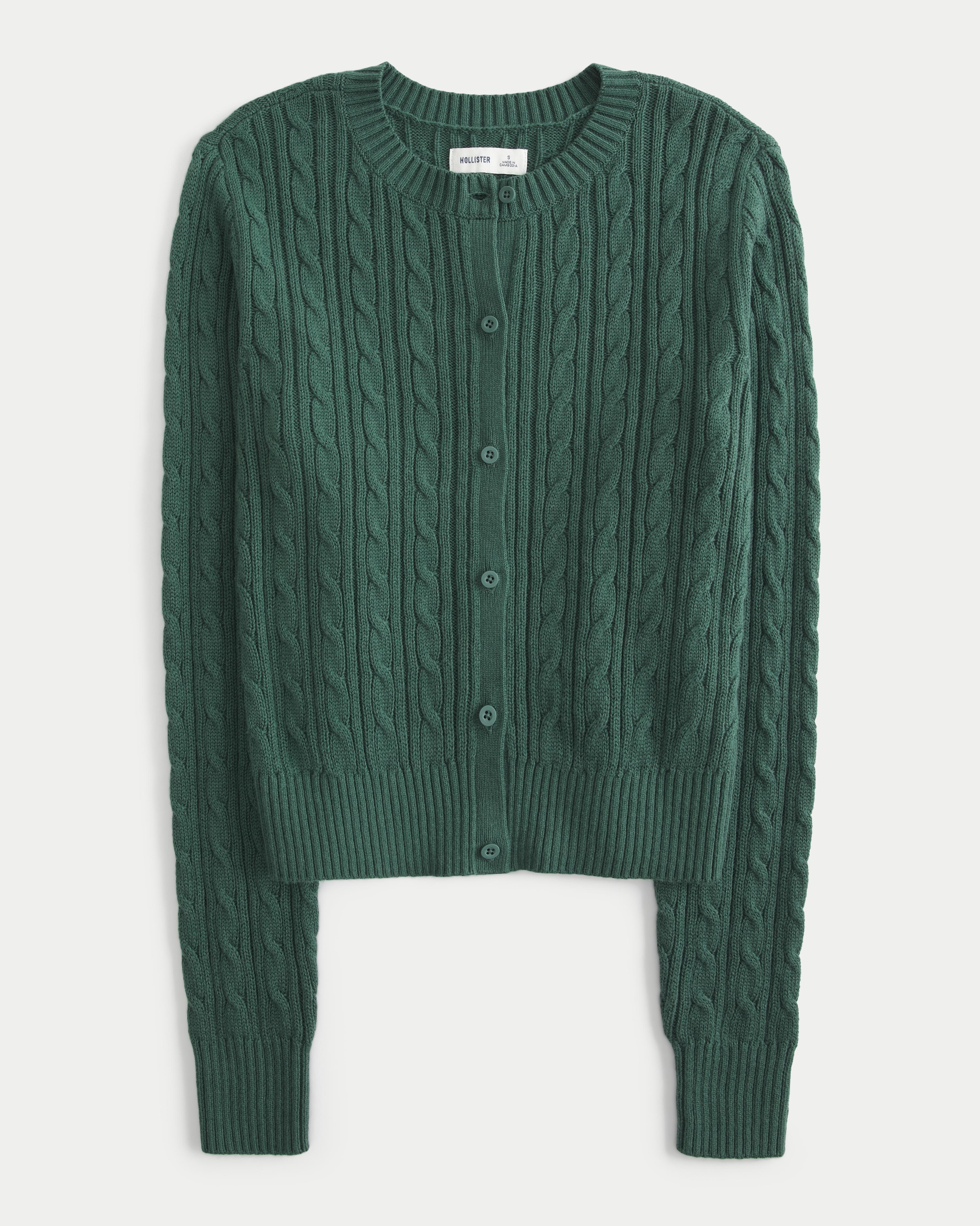 Easy Cable-Knit Crew Cardigan Product Image