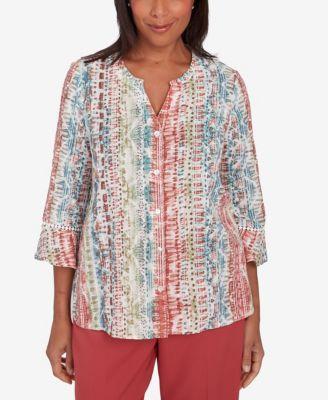 Sedona Sky Women's Vertical Button Down Stripe Top Product Image