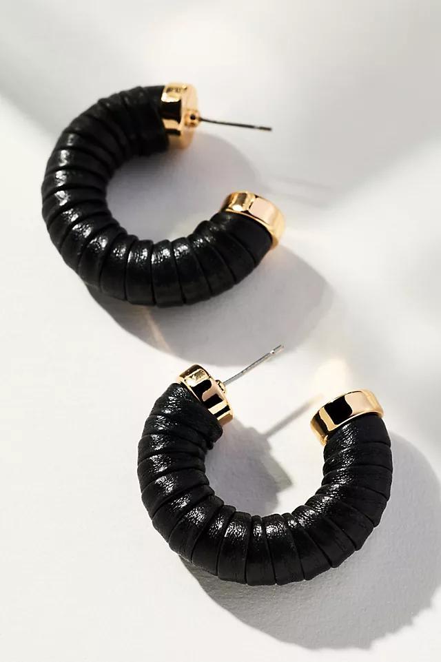 Faux-Leather Wrapped Hoop Earrings Product Image