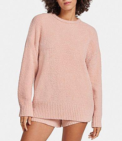 UGG Riz Recycled Polyester Cozy Ribbed Knit Crew Neck Drop Shoulder Long Sleeve Coordinating Lounge Top Product Image