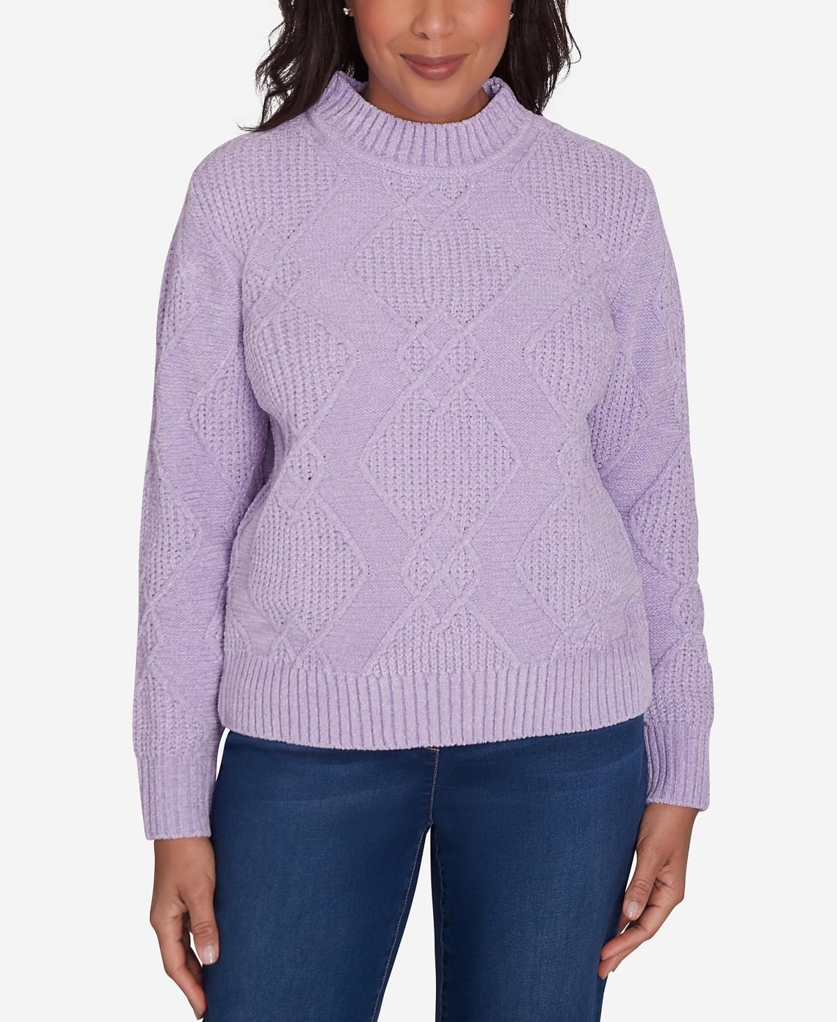 Womens Alfred Dunner Chenille Diamond Turtleneck Sweater Product Image