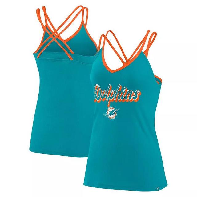 Womens Fanatics Branded Aqua Miami Dolphins Go For It Strappy Crossback Tank Top Turquoise A Product Image