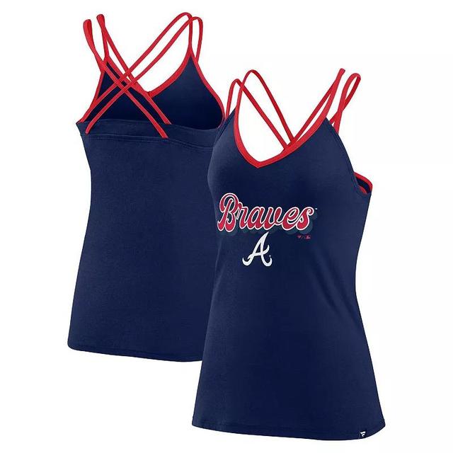 Womens Fanatics Branded Atlanta Braves Go For It Strappy V-Neck Tank Top Blue Product Image