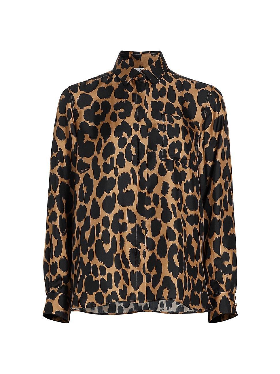 Womens Etna Leopard Silk Shirt Product Image