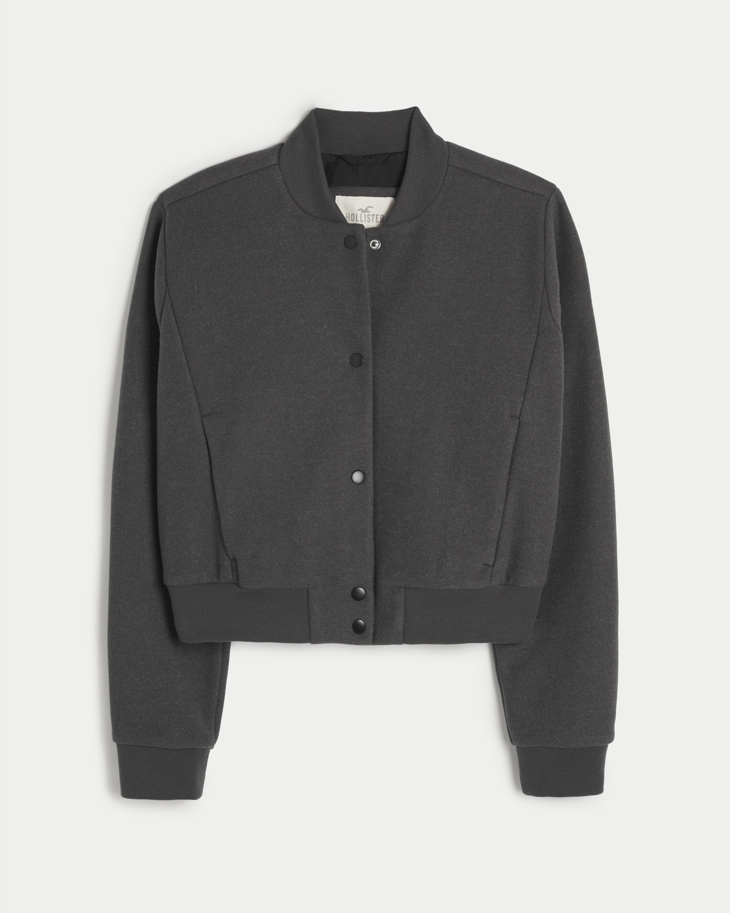 Faux Wool Bomber Jacket Product Image