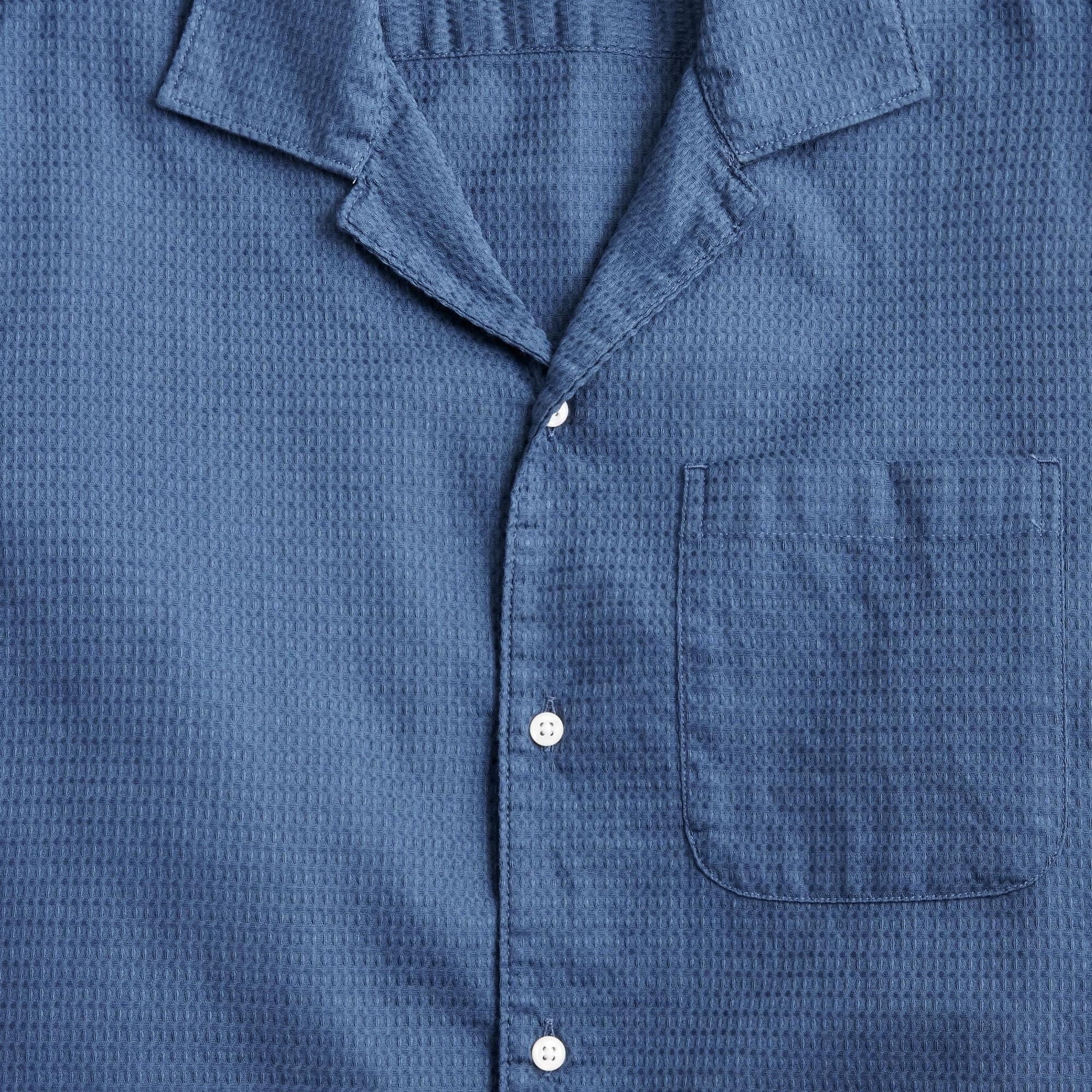 Relaxed short-sleeve textured cotton camp-collar shirt Product Image