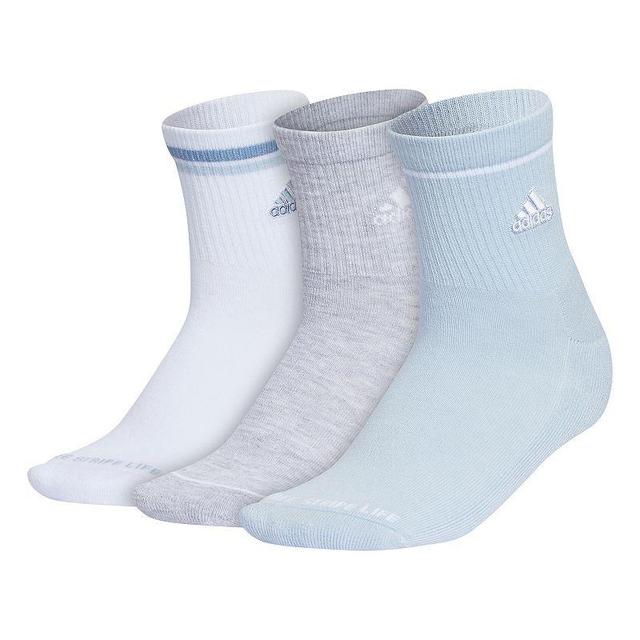 Womens adidas Cushioned Sport 2.0 3-Pack High Quarter Socks Light Blue Product Image