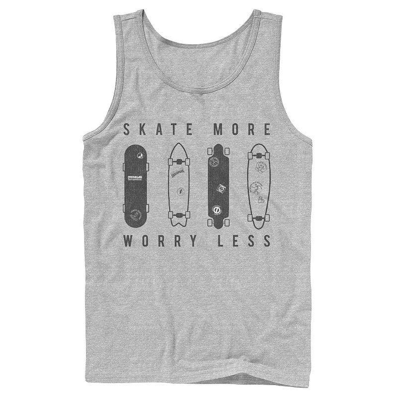 Mens Skate More Worry Less Skateboard Lineup Sketch Tank Top Athletic Grey Product Image