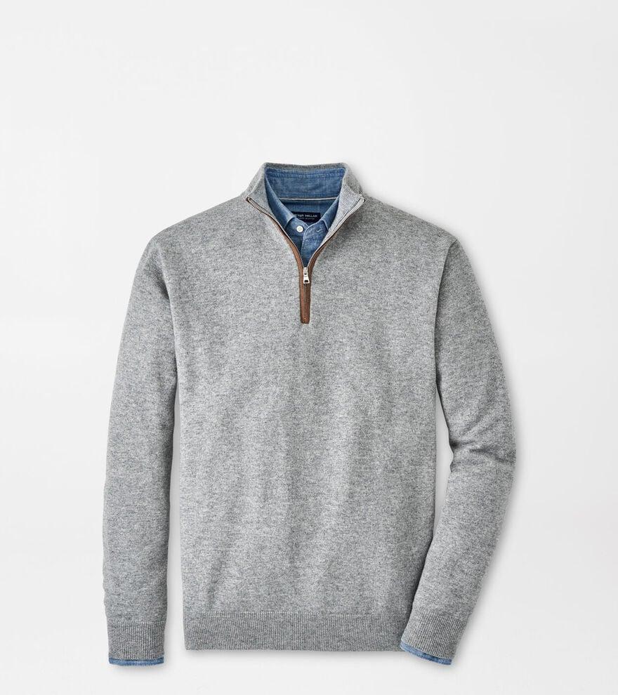 Peter Millar Mens Artisan Crafted Cashmere Flex Quarter-Zip | Color: Gale Grey | Size: S Product Image