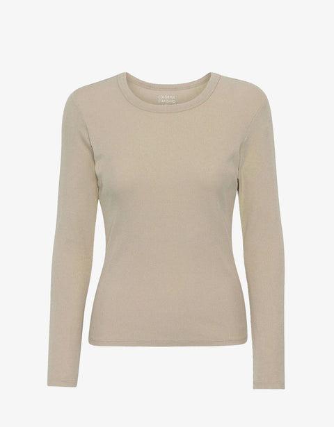 Women Organic Rib LS T-Shirt - Oyster Grey Product Image