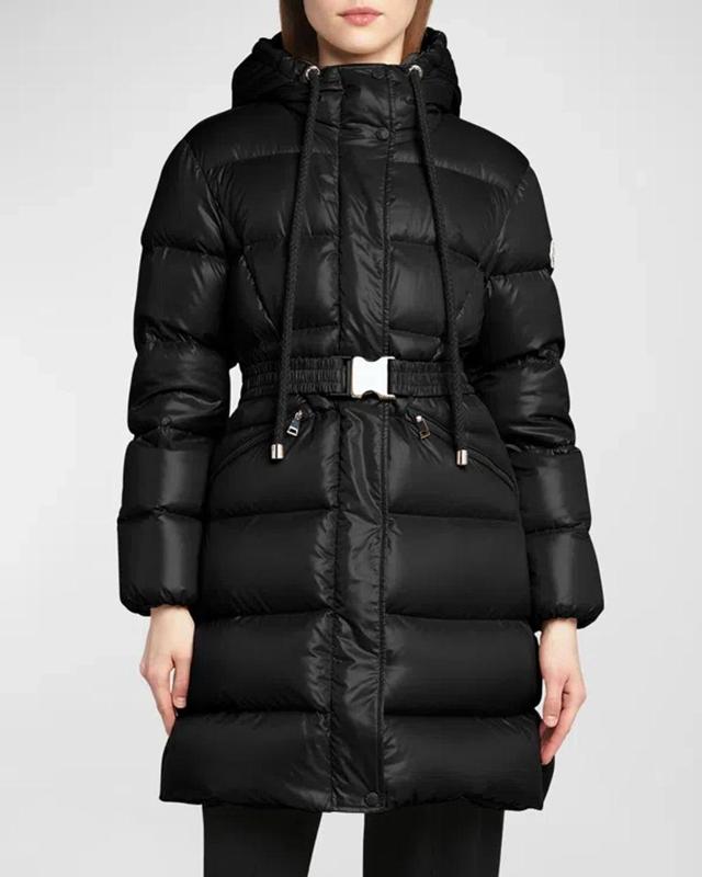 MONCLER Bellevue Long Belted Puffer Coat In Black Product Image