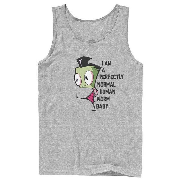 Mens Nickelodeon Invader Zim And Gir Watercolor Portrait Logo Graphic Tank Top Athletic Grey Product Image