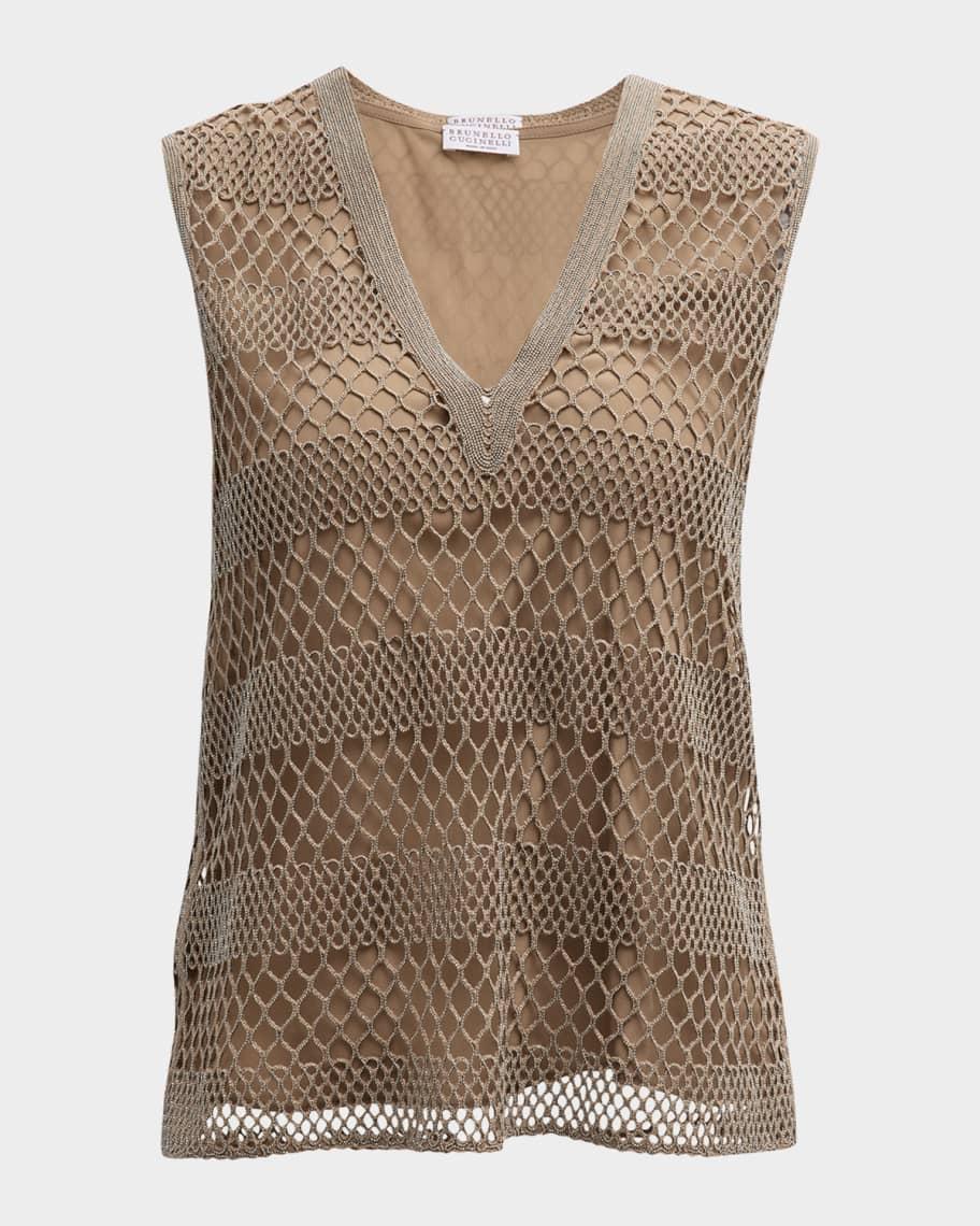 Monili Luxe Net V-Neck Sleeveless Top Product Image