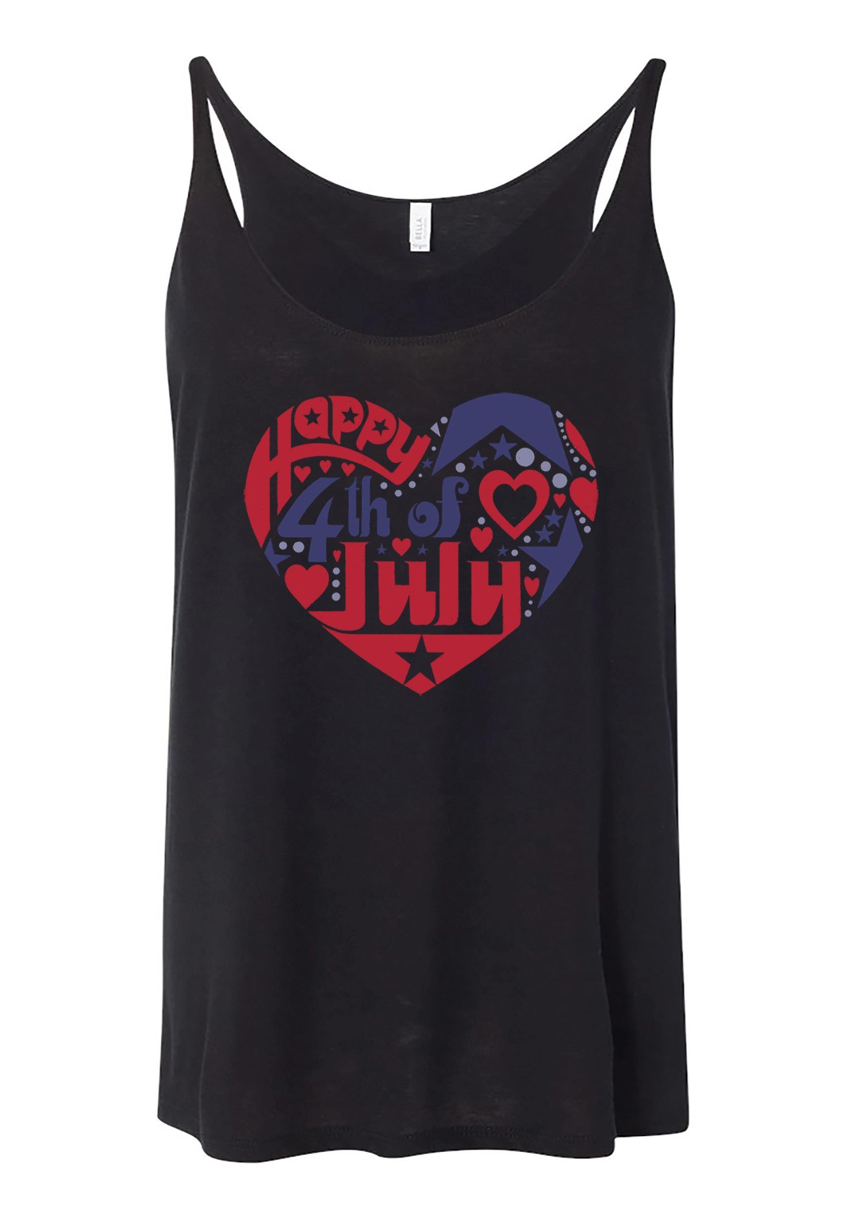 LA Pop Art Women's July 4th Heart Premium Word Art Flowy Tank Product Image