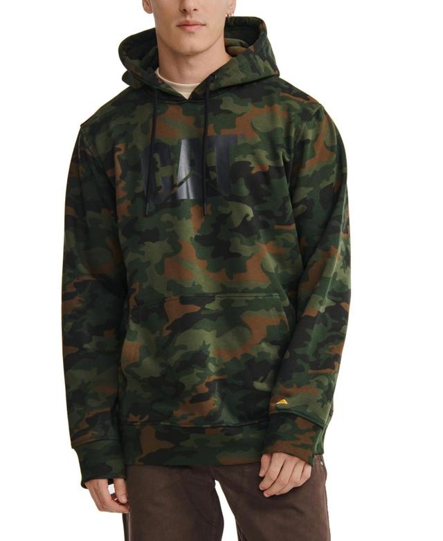 Caterpillar Mens Fleece Cat Logo Printed Pullover Hoodie - Camo Product Image