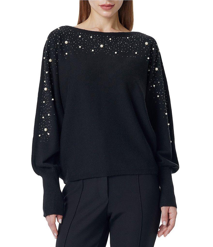 Greige Pearl Neck Long Sleeve Top Product Image