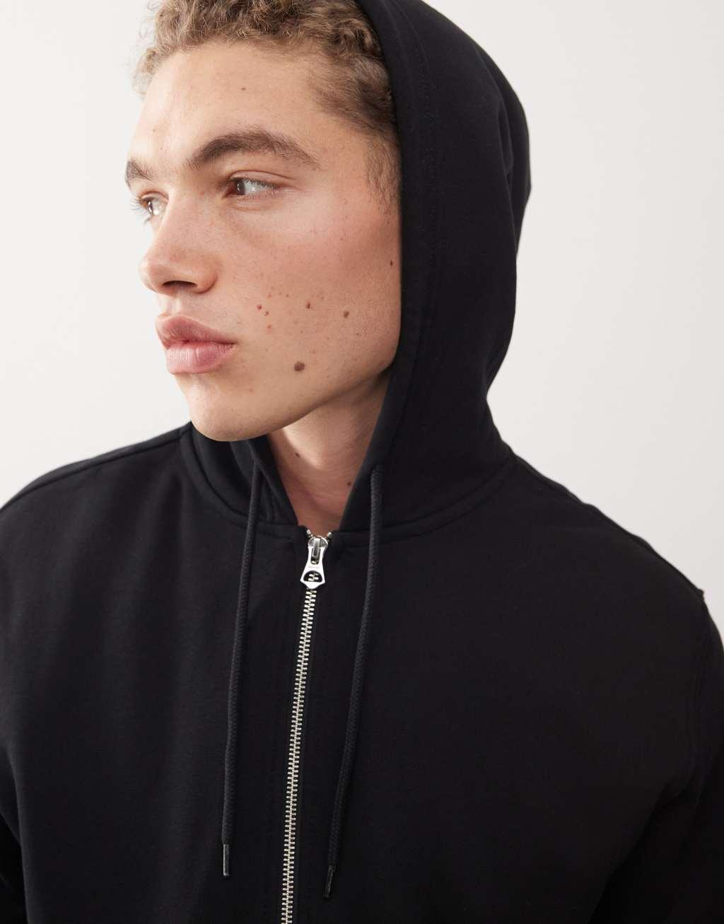 Weekday Standard Zip Hoodie in black Product Image