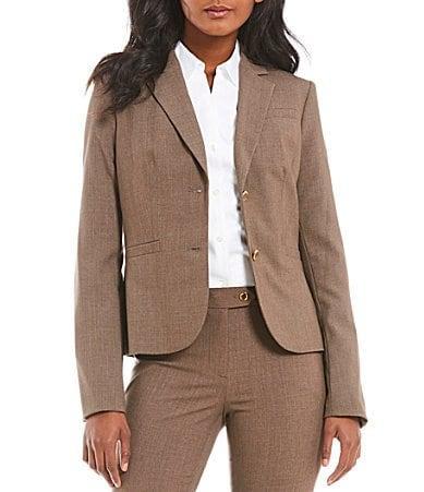 Calvin Klein Luxe Stretch 2 Button Notch Lapel Long Sleeve Blazer Product Image