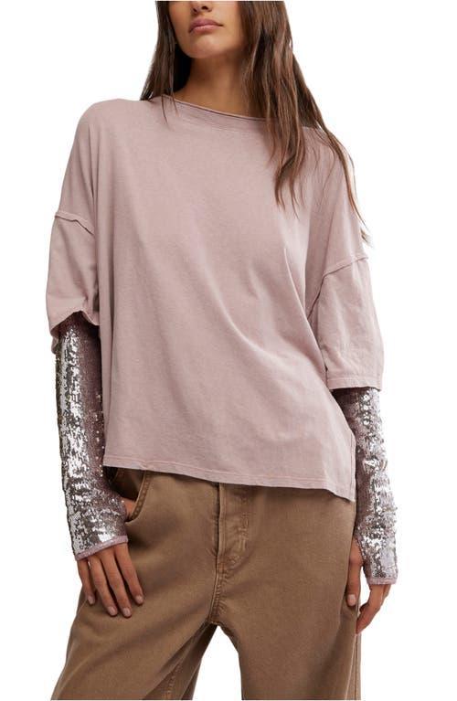 FREE PEOPLE Nellie Sequin Twofer Top In Mauve Product Image